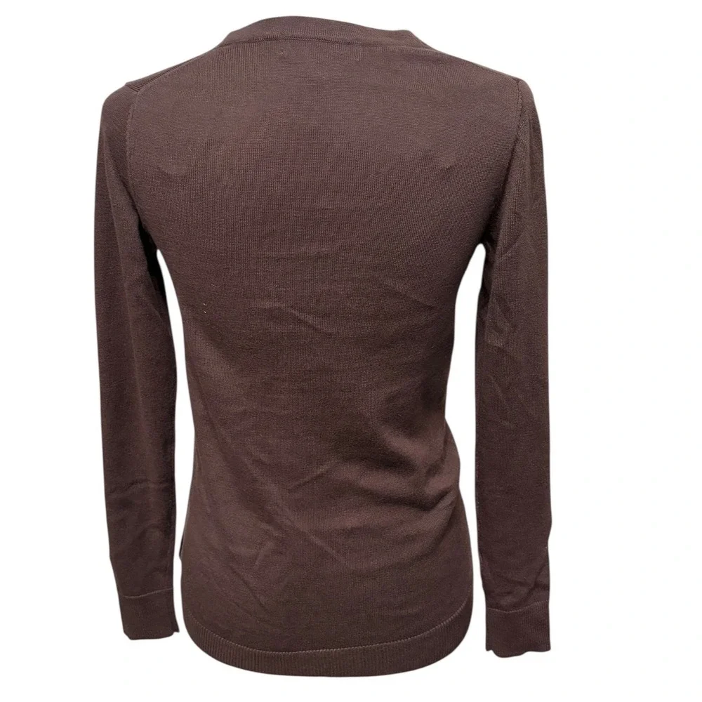 NWT Michael Kors Brown Zip Front V Neck Long Sleeve Cardigan Sweater Size S‎